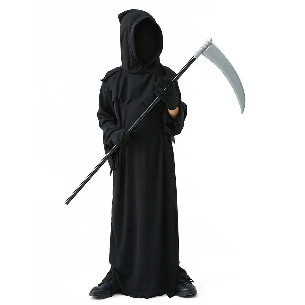 Halloween Scythe Costume for Kids with Red Eyes - Image 10