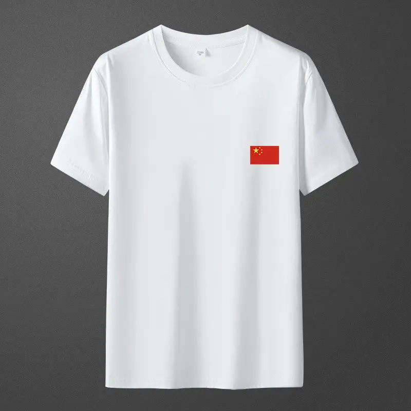 Men China Flag Yellow T-Shirt Grey Round Neck - Image 7