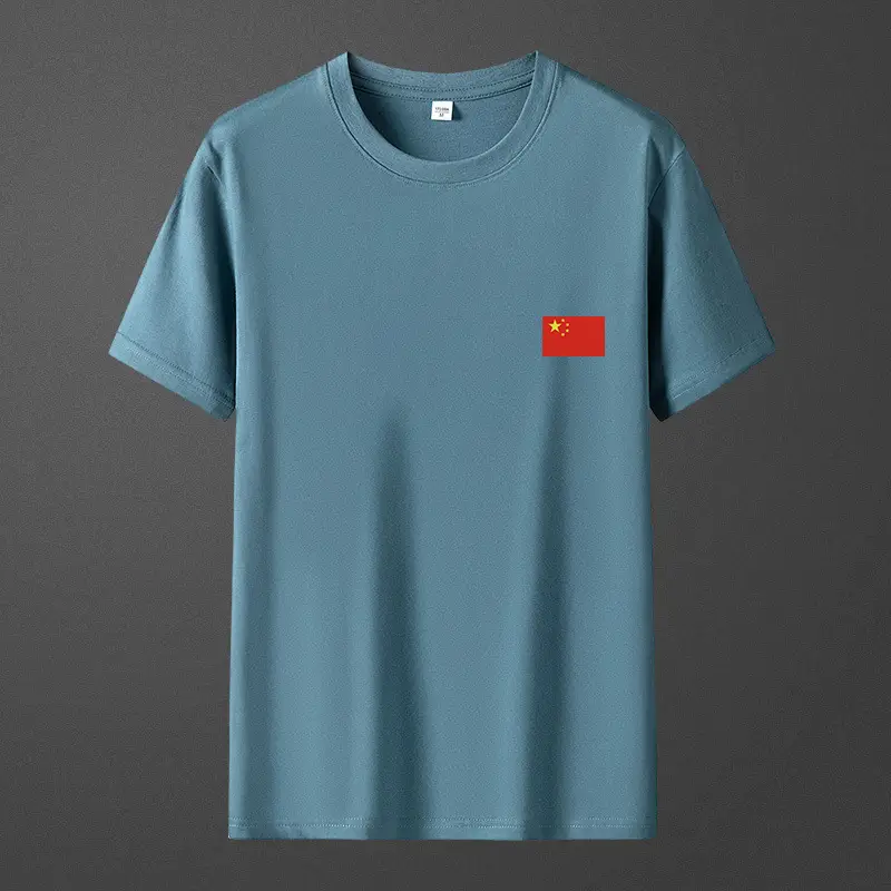 Men China Flag Yellow T-Shirt Grey Round Neck - Image 10