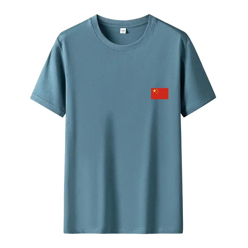 Men China Flag Yellow T-Shirt Grey Round Neck - Image 4