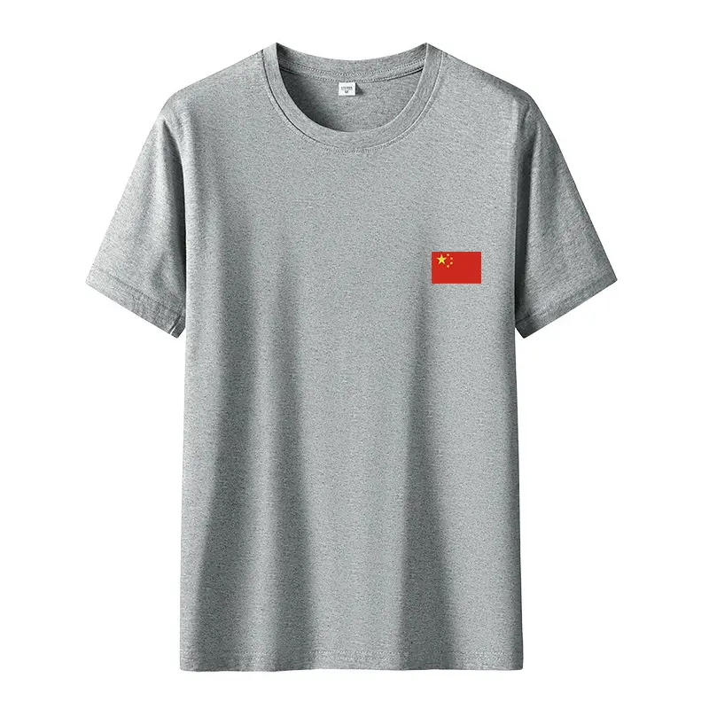 Men China Flag Yellow T-Shirt Grey Round Neck - Image 5