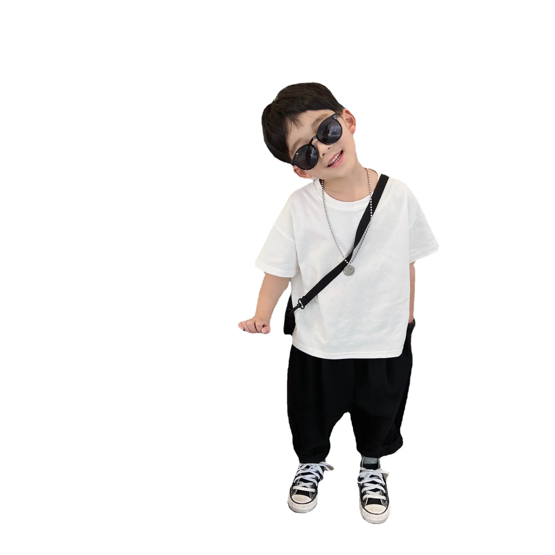 Boys T-Shirt Black Short Sleeve Pure Cotton Summer - Image 6