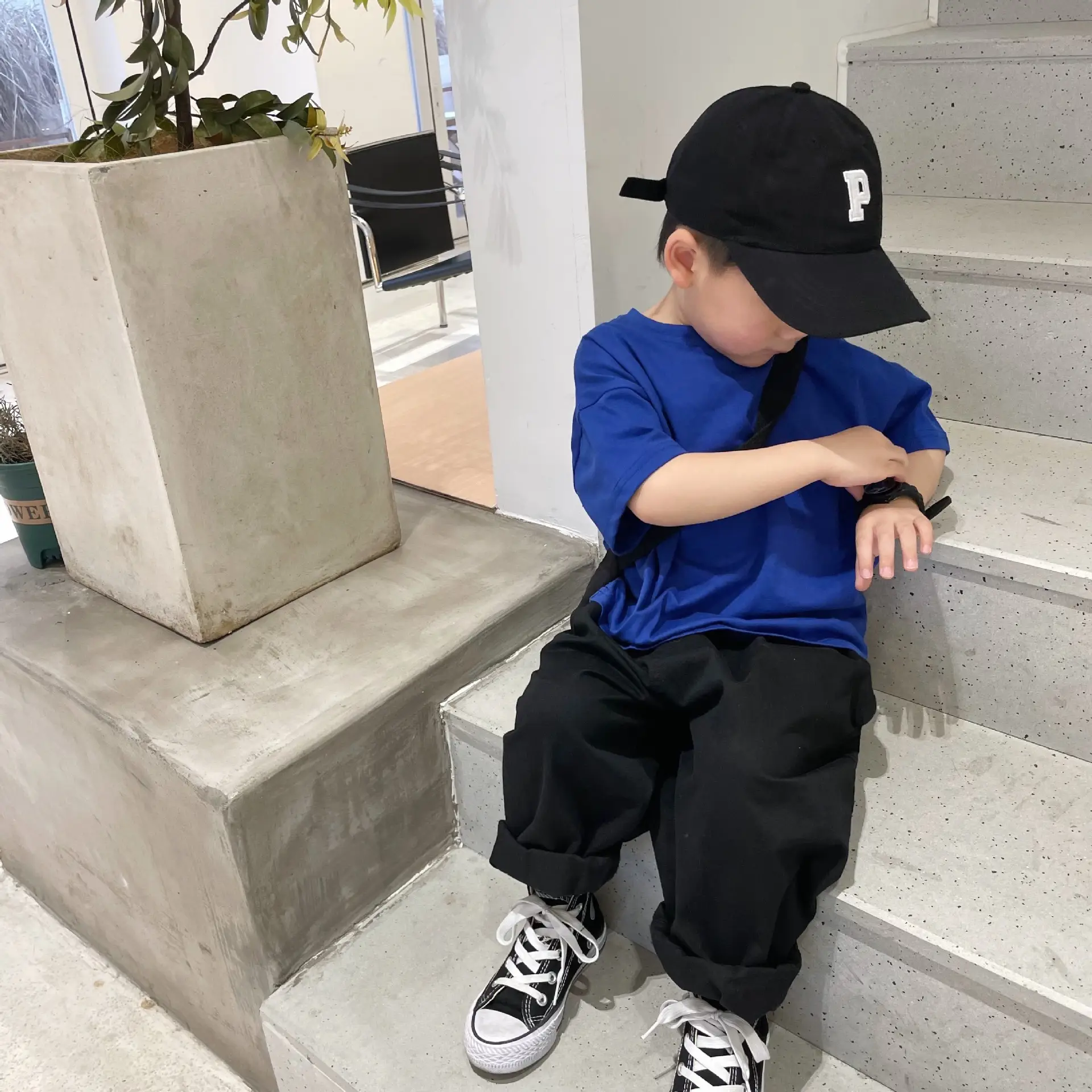 Boys T-Shirt Black Short Sleeve Pure Cotton Summer — feature 2