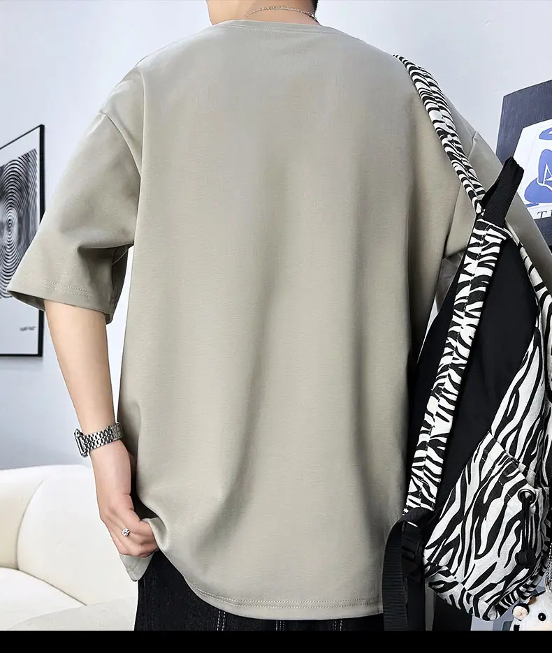 Men Printed T-Shirt Fat Plus Size Loose Sleeve Summer — feature 17