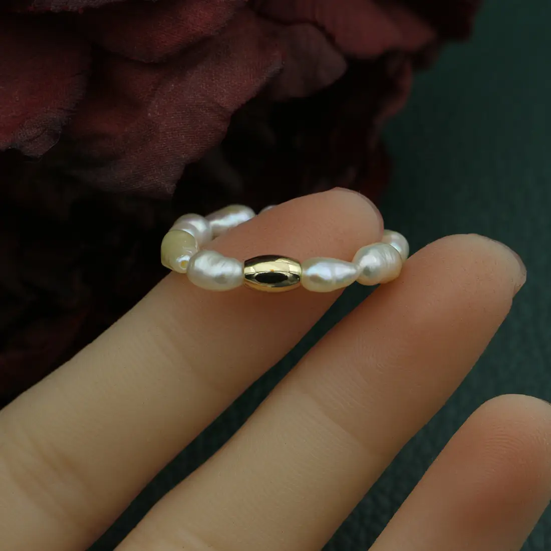 Natural Fresh Water Pearl Elastic Ring for Women - Image 4