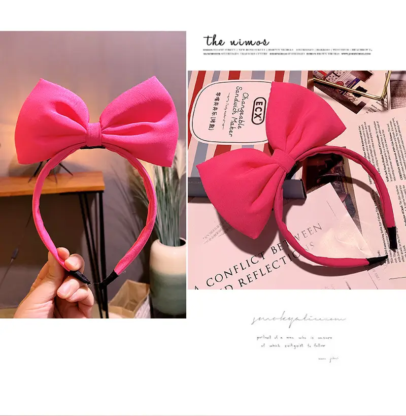 Pink 3D Bow Hairband for Women — feature 5