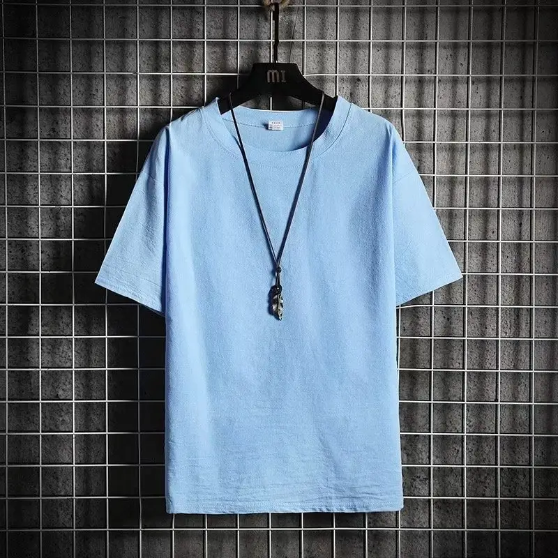 Men Linen Crew Neck T-Shirt Grey Short Sleeve — feature 11