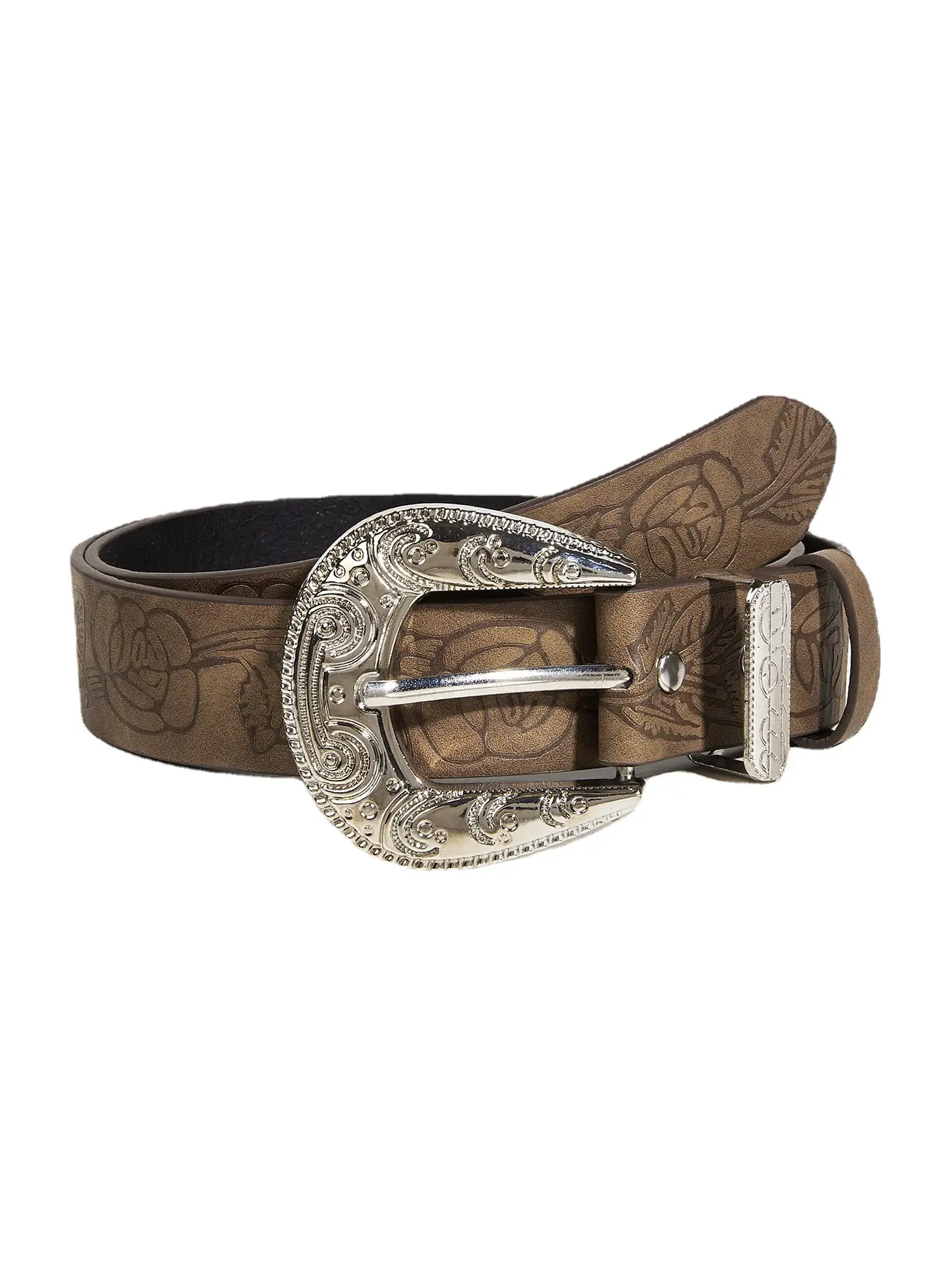 Brown Texture Belt with Buckle for Women Men - Image 6