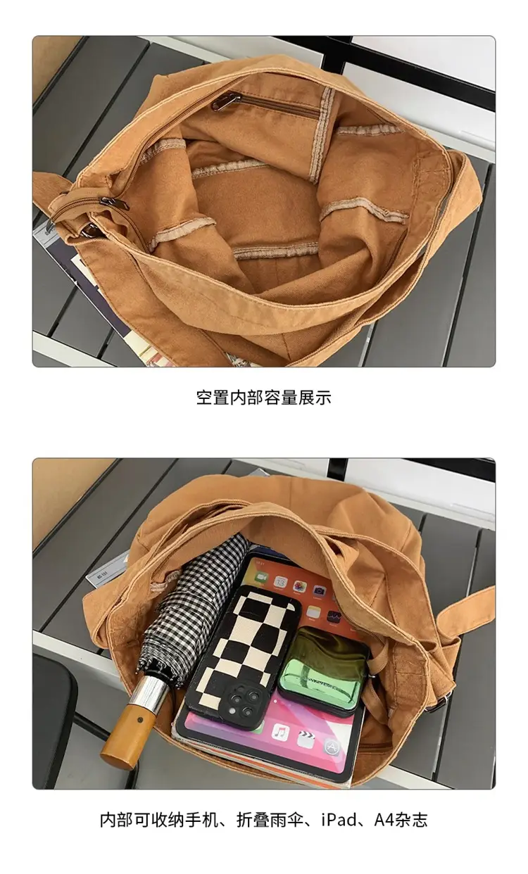 Large Canvas Bag for Men Women Retro Style Shoulder Crossbody — feature 5