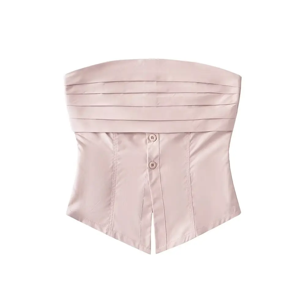 Women's Strapless Solid Color Waist Outer Short Top - Image 3