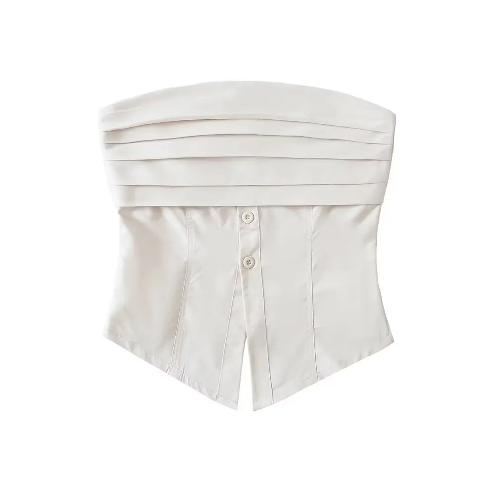 Women's Strapless Solid Color Waist Outer Short Top - Image 2