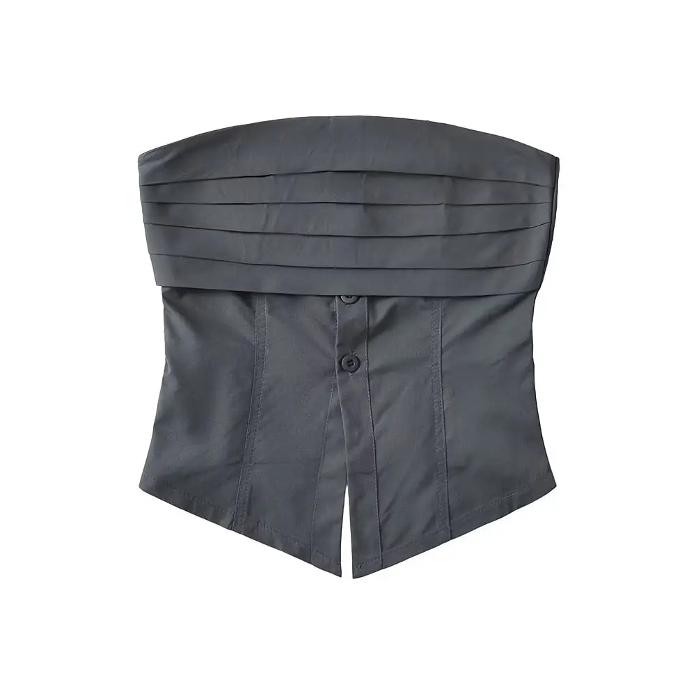 Women's Strapless Solid Color Waist Outer Short Top - Image 4