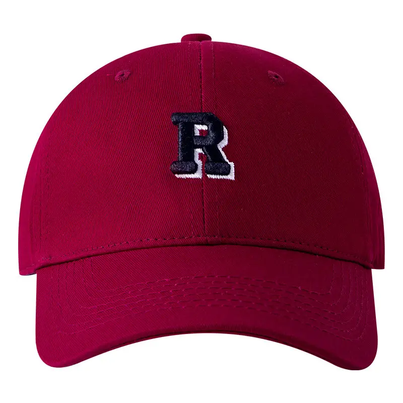 Women Letter Embroidered Baseball Cap Maroon Large - Image 13