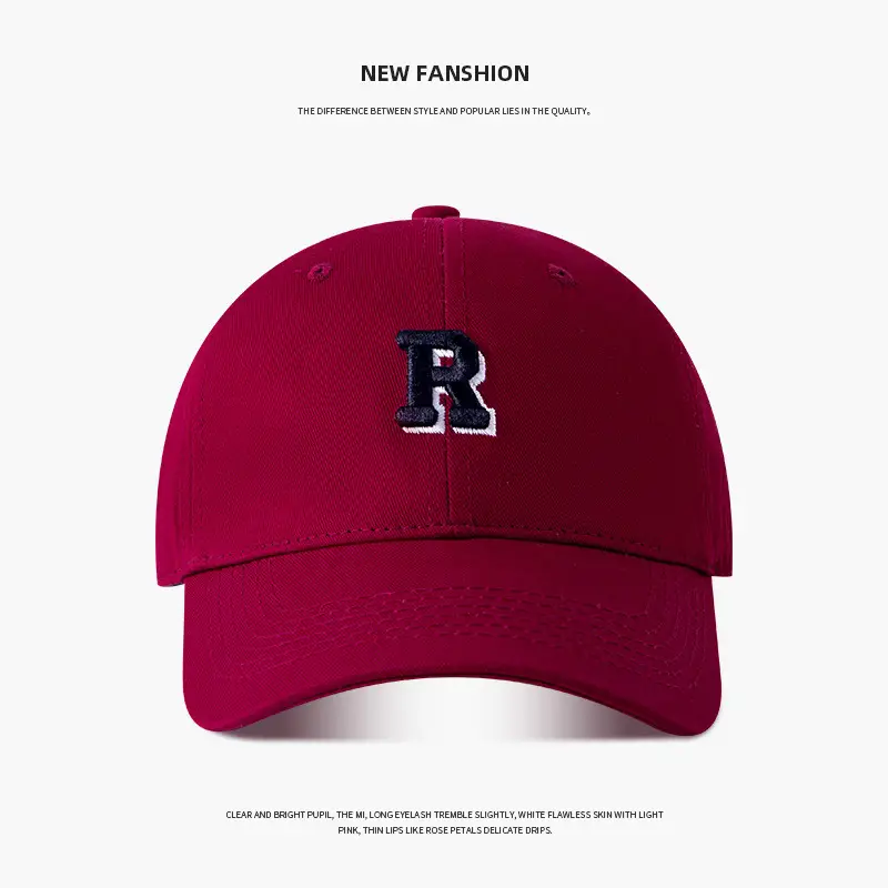 Women Letter Embroidered Baseball Cap Maroon Large - Image 6
