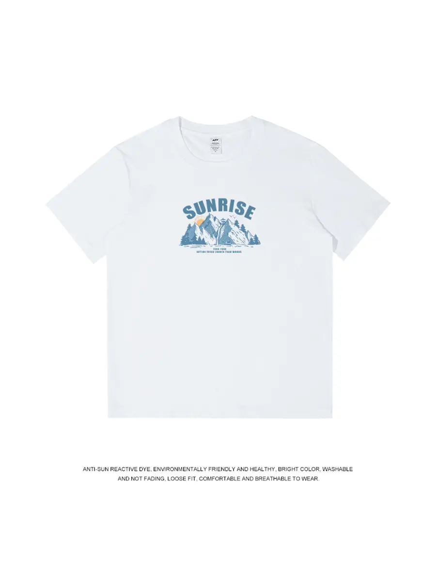 Men's White Sunrise Printed T-Shirt 2023 Cotton - Image 9