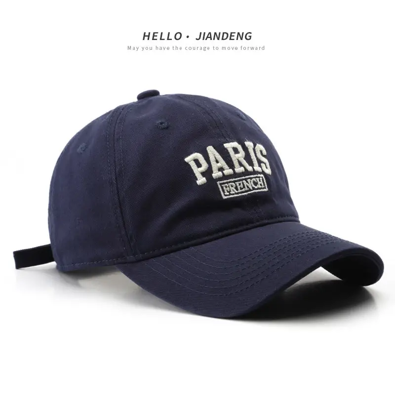 Men Paris Fashion Cap Navy Embroidered