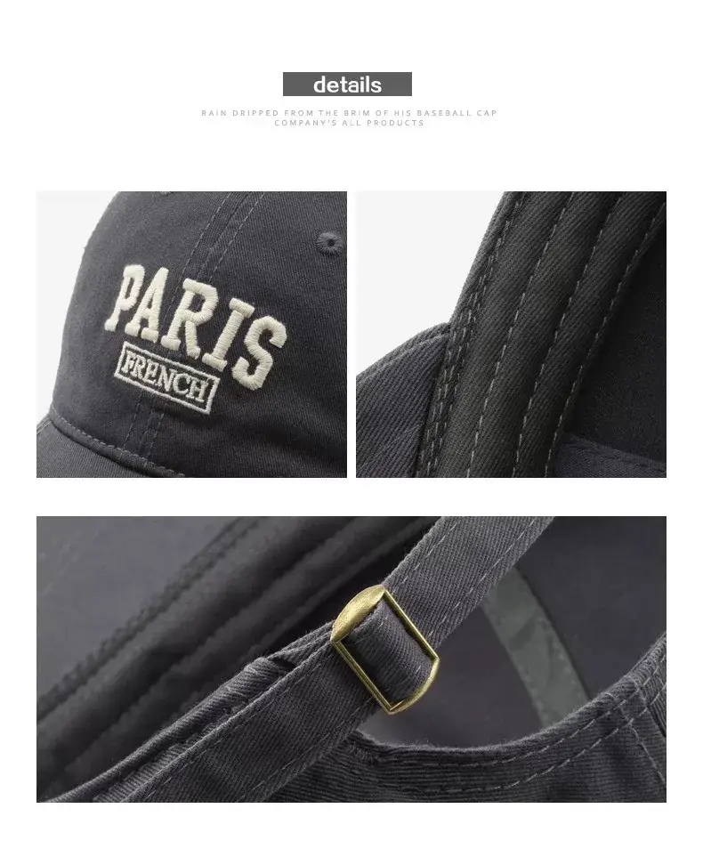 Men Paris Fashion Cap Navy Embroidered — feature 10