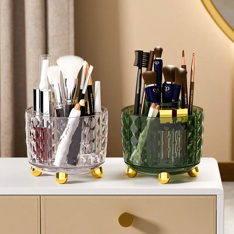 Green Rotating Pen Holder with Gold Base - Image 6
