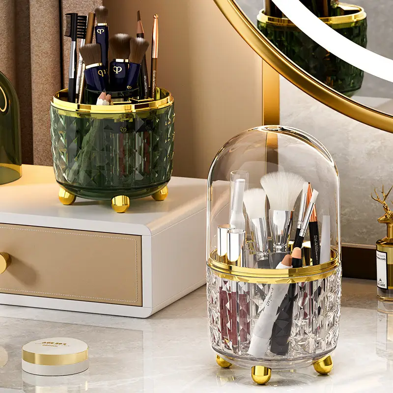 Green Rotating Pen Holder with Gold Base - Image 7