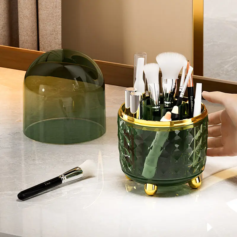 Green Rotating Pen Holder with Gold Base - Image 8