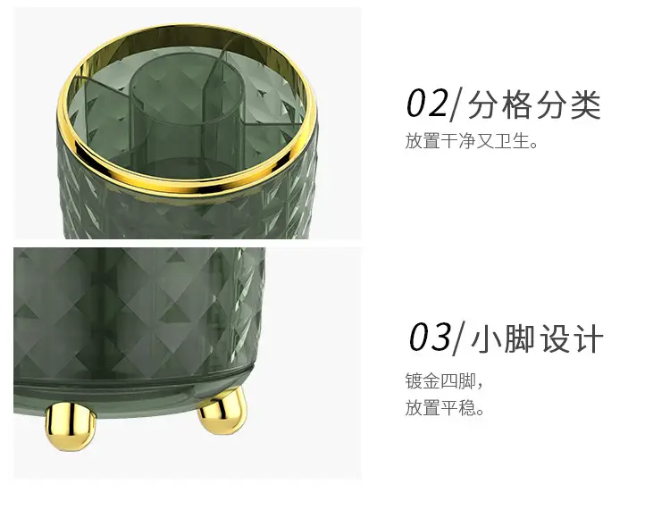 Green Rotating Pen Holder with Gold Base β feature 10