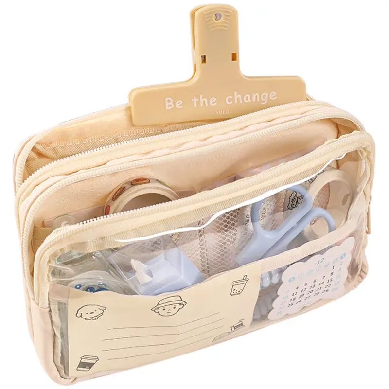 Three Layer Transparent Pencil Bag for Girls Junior High School - Image 7