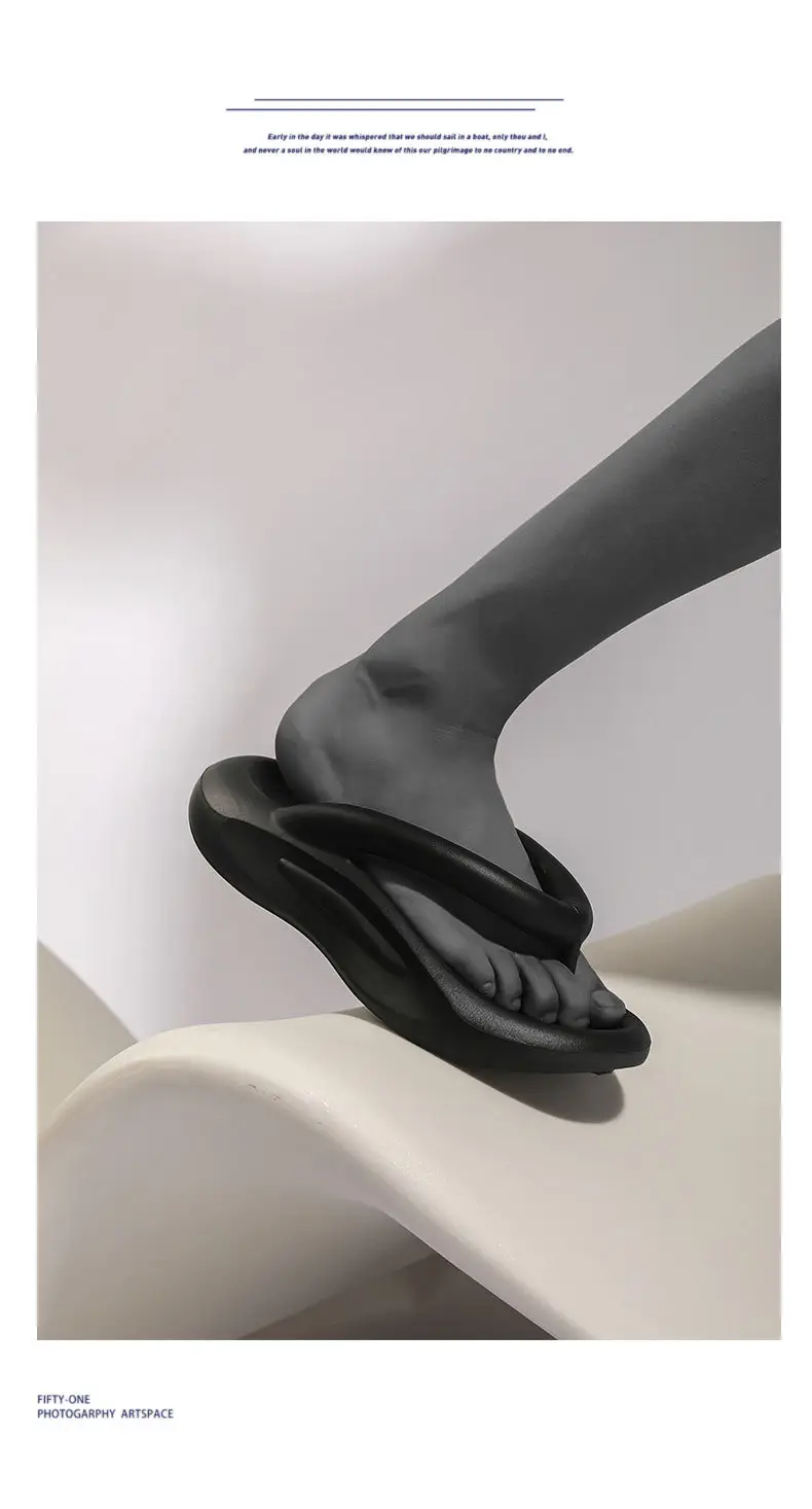Men's Black Rubber Flip Flops High-End Wear — feature 10