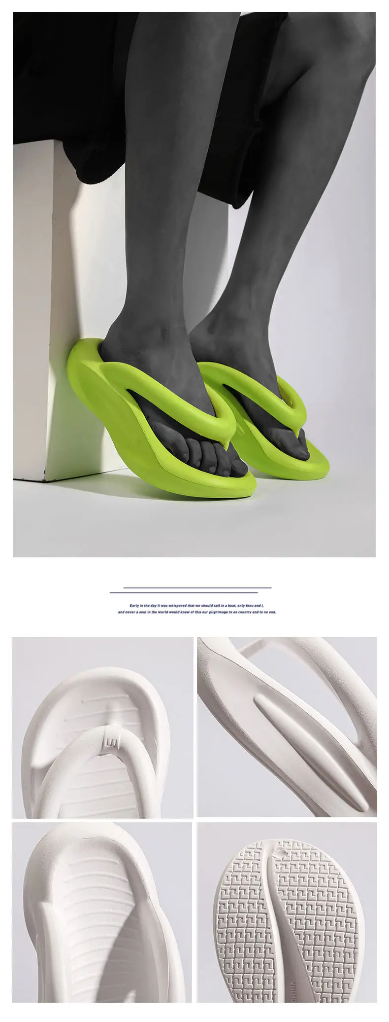 Men's Black Rubber Flip Flops High-End Wear — feature 14