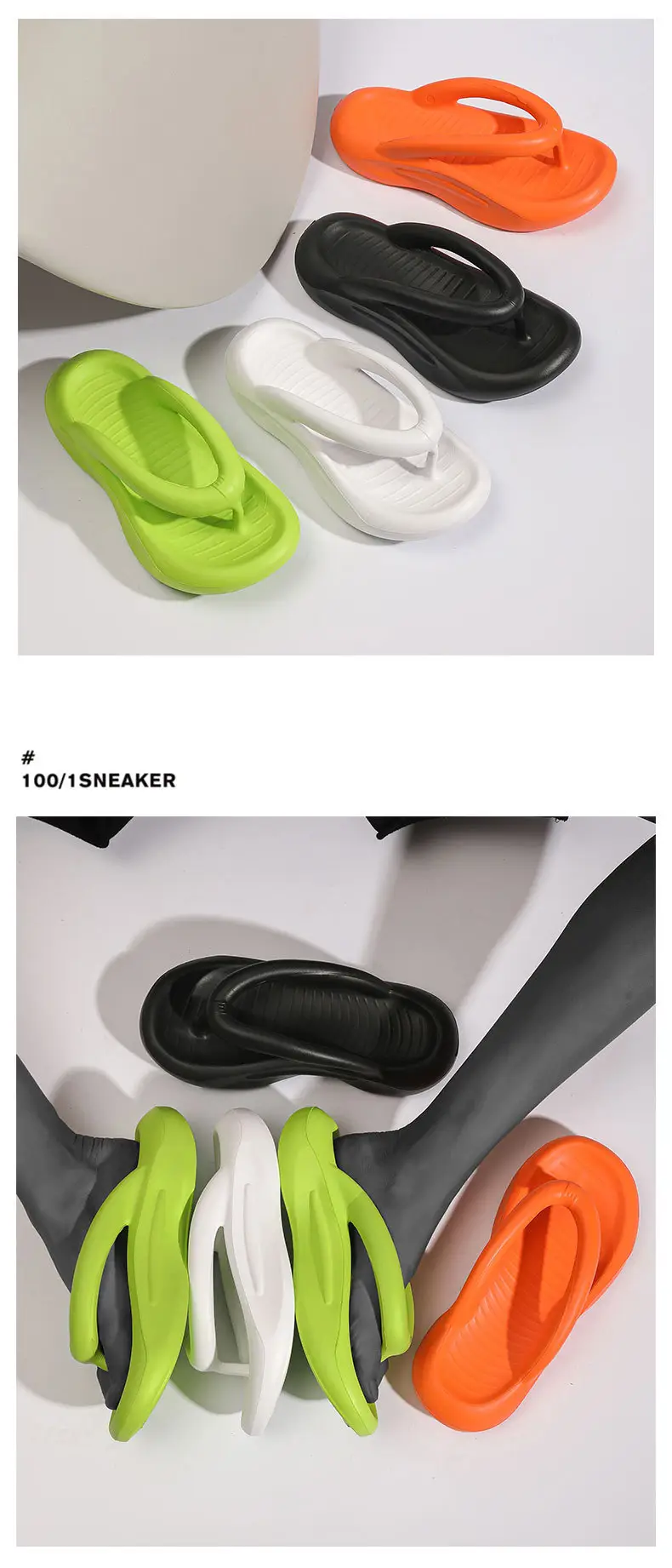 Men's Black Rubber Flip Flops High-End Wear — feature 4