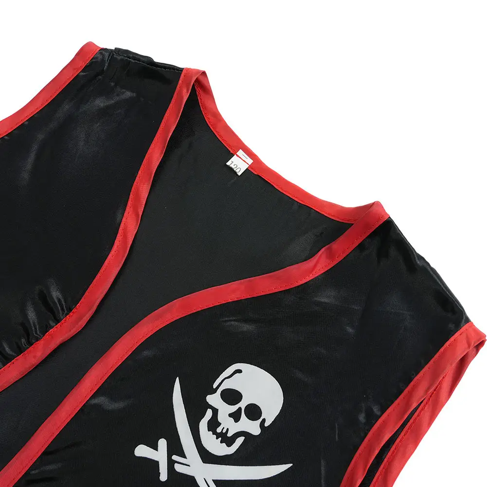 Sleeveless Pirate Vest Black Red Captain Jack Sparrow — feature 2