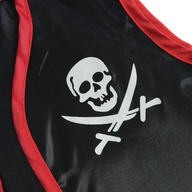 Sleeveless Pirate Vest Black Red Captain Jack Sparrow — feature 3