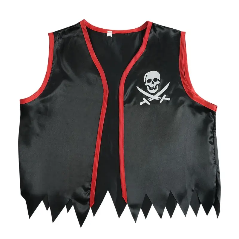 Sleeveless Pirate Vest Black Red Captain Jack Sparrow — feature 5