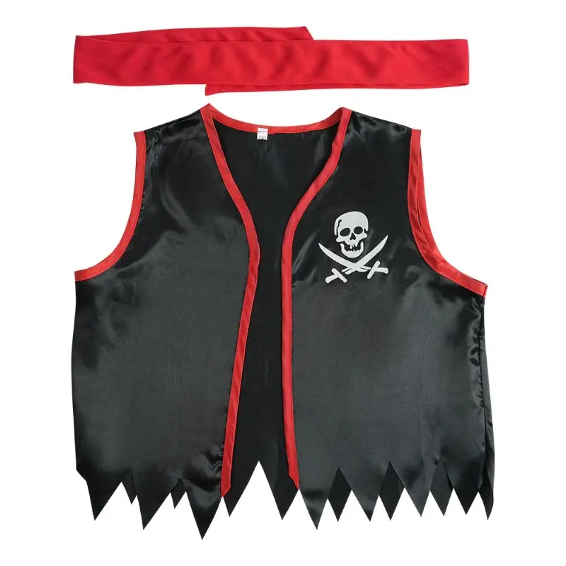 Sleeveless Pirate Vest Black Red Captain Jack Sparrow — feature 7