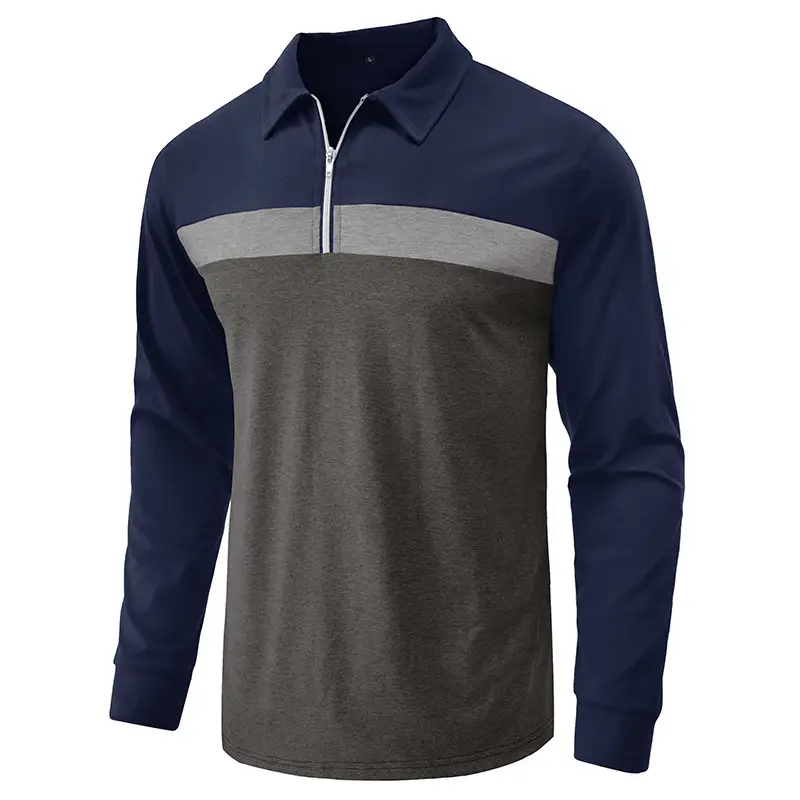 Polo Shirt Men Navy Red Long Sleeve 2023 — feature 11