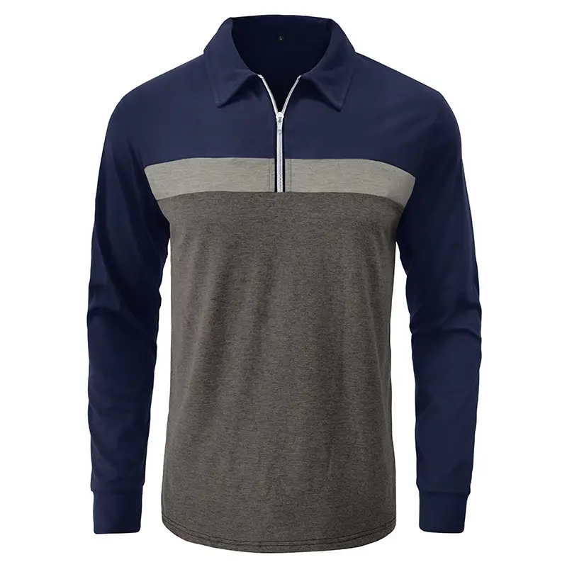 Polo Shirt Men Navy Red Long Sleeve 2023 — feature 12