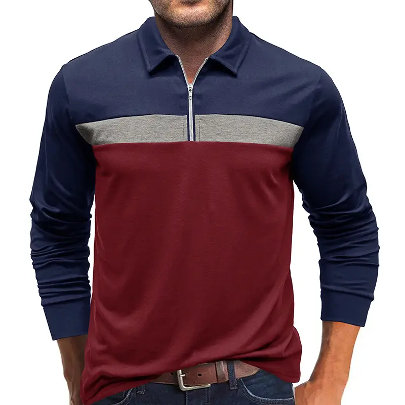 Polo Shirt Men Navy Red Long Sleeve 2023 — feature 16