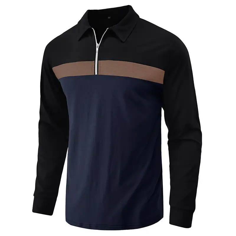Polo Shirt Men Navy Red Long Sleeve 2023 — feature 4