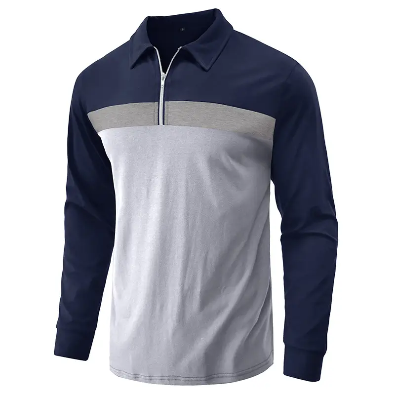 Polo Shirt Men Navy Red Long Sleeve 2023 — feature 7