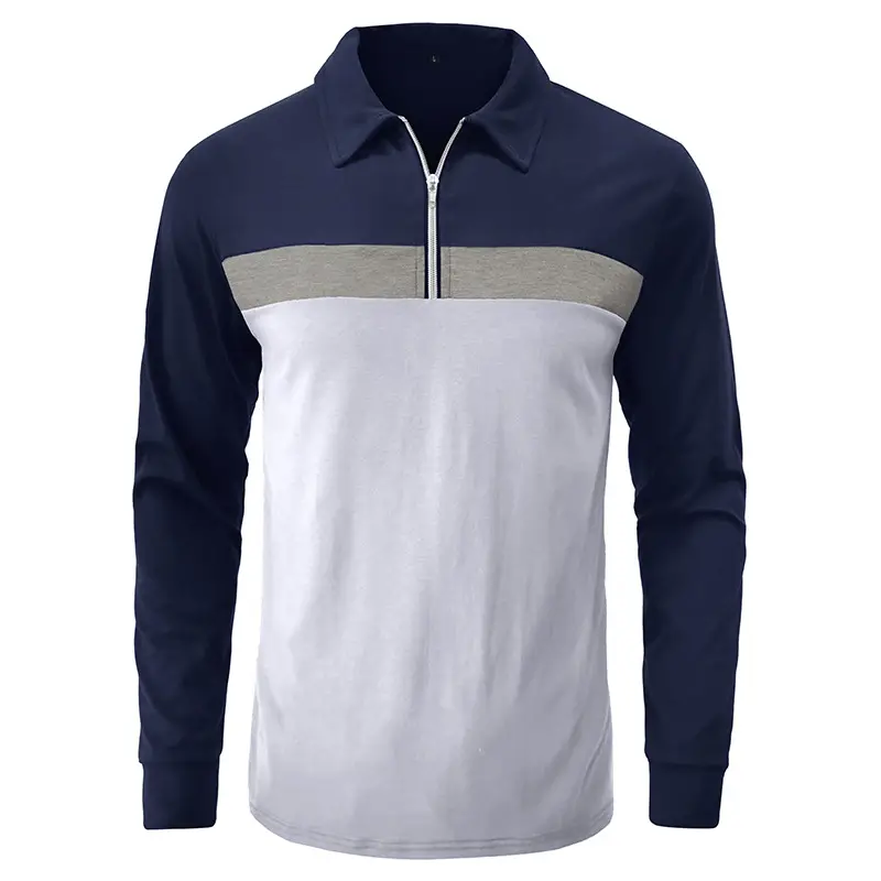 Polo Shirt Men Navy Red Long Sleeve 2023 — feature 8