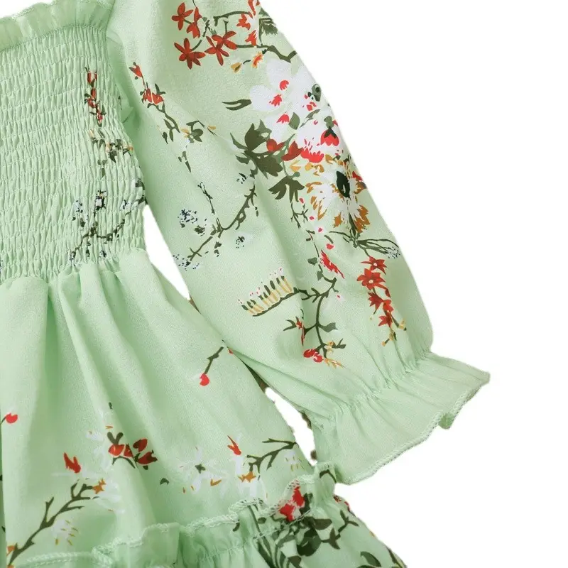 Green Floral Princess Skirt for Girls Autumn Wear - Image 7
