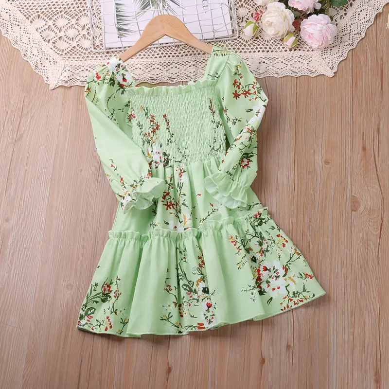 Green Floral Princess Skirt for Girls Autumn Wear — feature 18