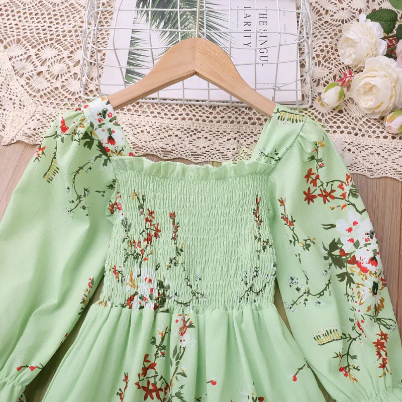 Green Floral Princess Skirt for Girls Autumn Wear — feature 19