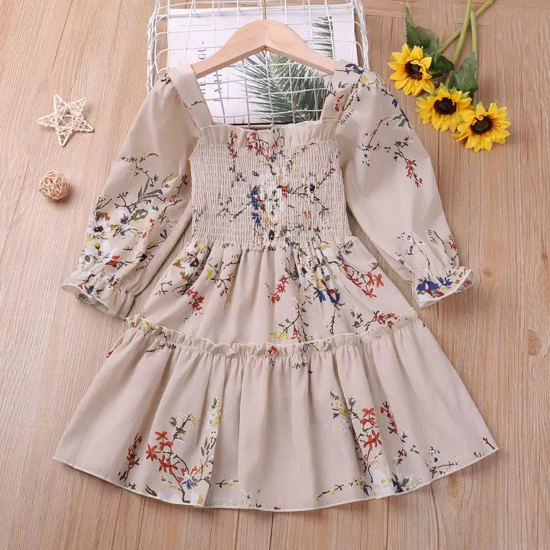 Green Floral Princess Skirt for Girls Autumn Wear — feature 2