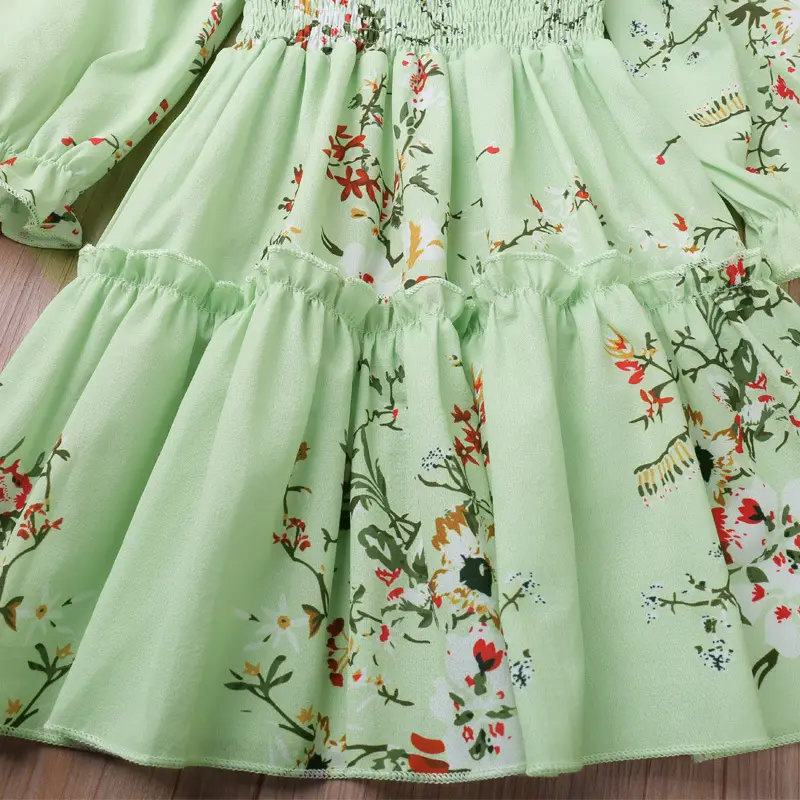 Green Floral Princess Skirt for Girls Autumn Wear — feature 20