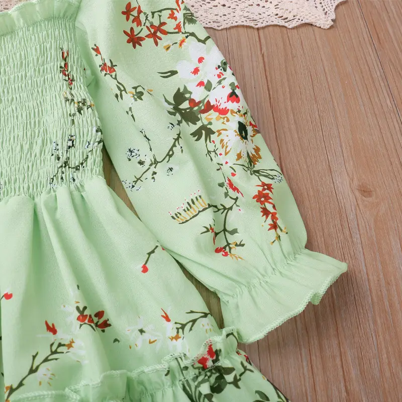 Green Floral Princess Skirt for Girls Autumn Wear — feature 21