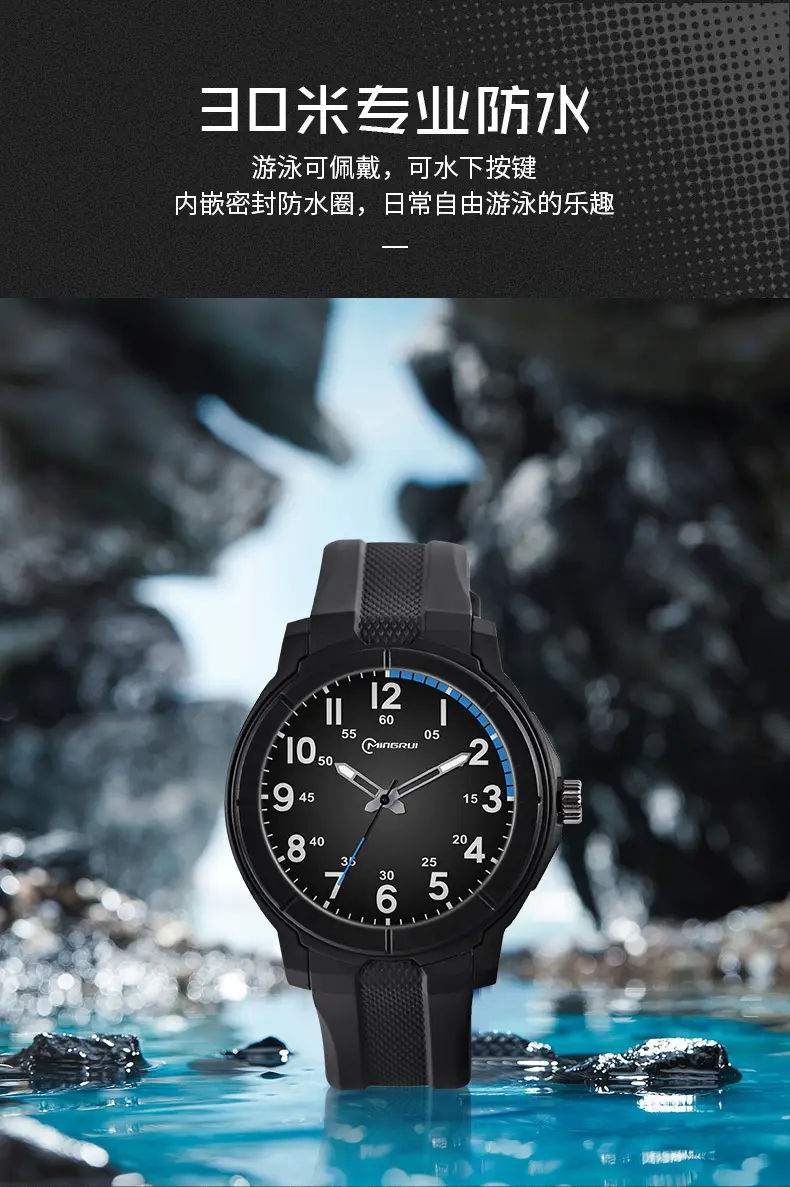 Men's Black Luminous Quartz Watch with Waterproof Design — feature 4