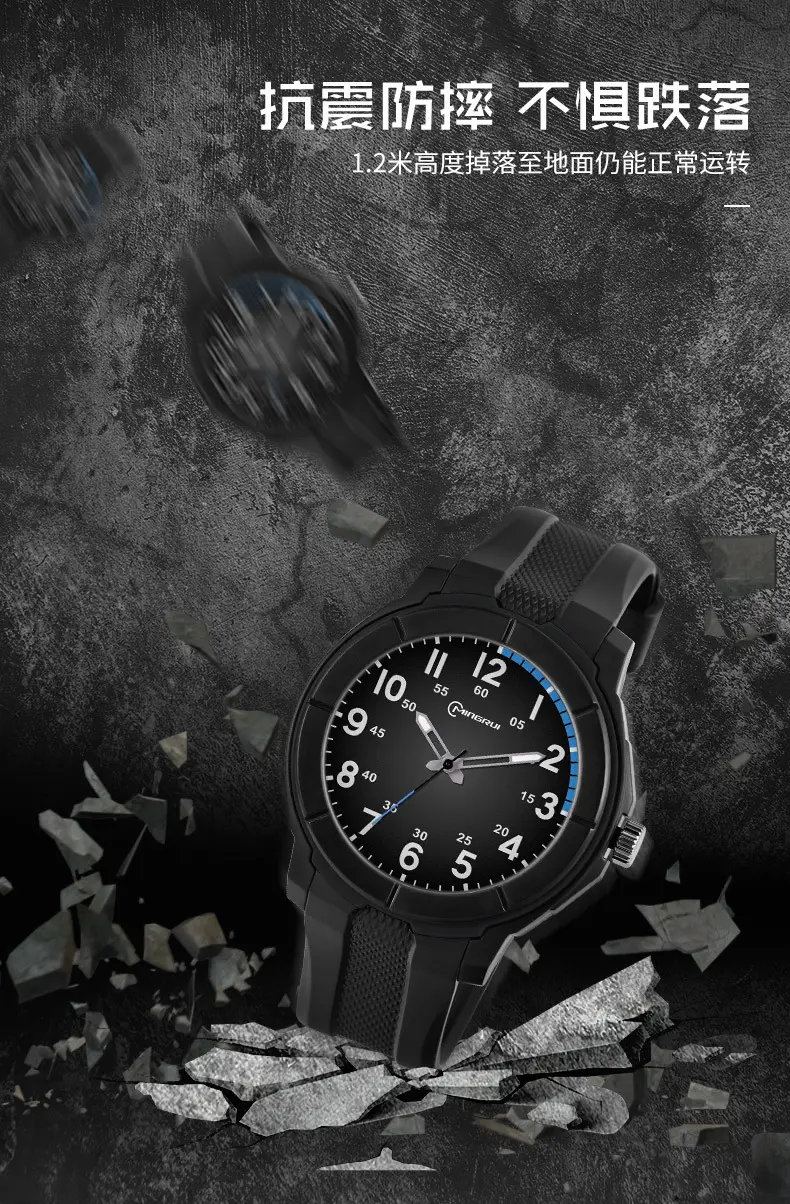 Men's Black Luminous Quartz Watch with Waterproof Design — feature 5