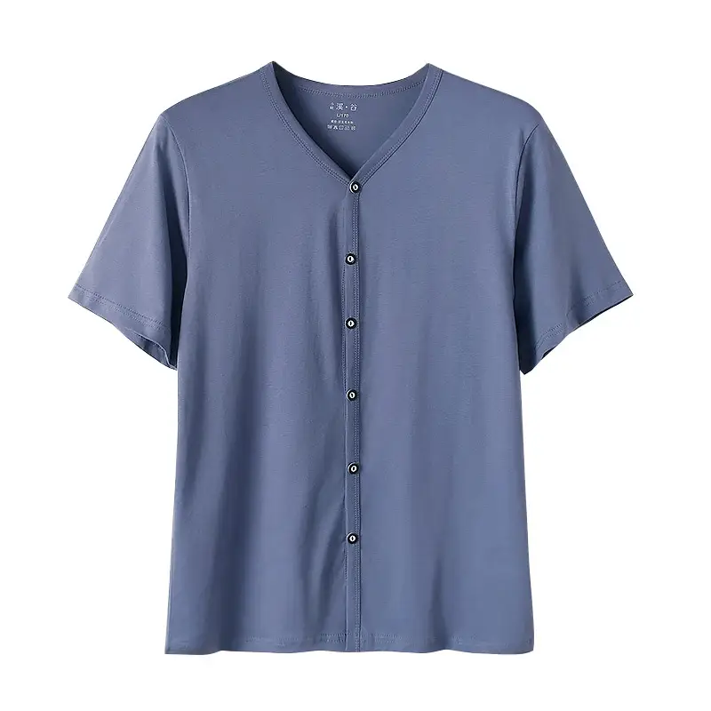 Men Pure Cotton Button T-Shirt Black Casual - Image 7