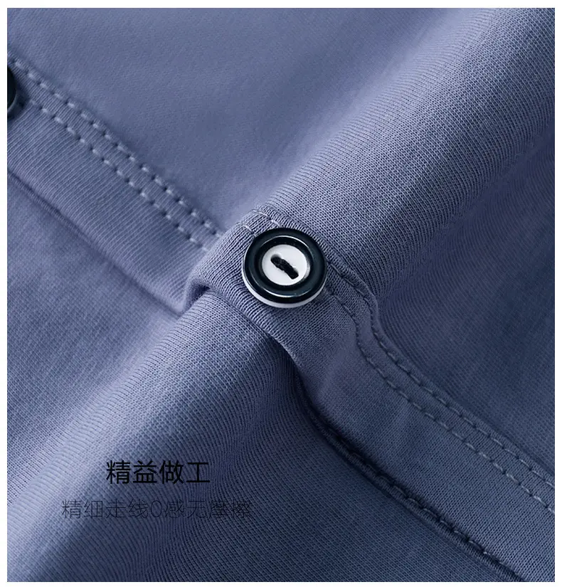 Men Pure Cotton Button T-Shirt Black Casual — feature 9