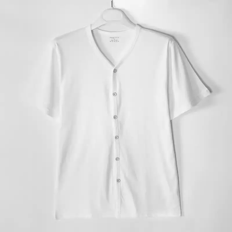 Men Pure Cotton Button T-Shirt Black Casual - Image 4
